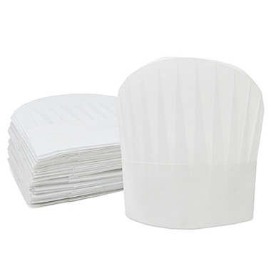 White Disposable Caps for Bakers and Cooks Paper Chef Hats for Adults 40 Pack 