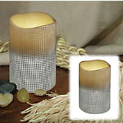 Brite Star 4" Stone Gray Lattice Battery Operated Flameless LED Lighted Flickering Wax Pillar Candle