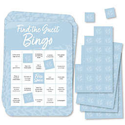 Big Dot of Happiness Dusty Blue Elegantly Simple - Find the Guest Bingo Cards and Markers - Wedding & Bridal Shower Bingo Game  Set of 18