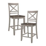 Lexicon Set of 2 Woodne Counter Height Dining Chair - Brown and Light Gray Finish