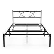 Idealhouse Black Full Platform Bed Frame with Headboard and 12.6 in. Storage Height