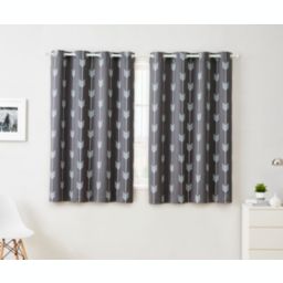 THD Benjamin Print Thermal Room Darkening Blackout Energy Efficient Window Curtain Grommet Top Panels - Set of 2