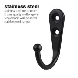 Kitcheniva 20-Pieces Door Wall Mounted Hook Single Robe Coat Holder, Black