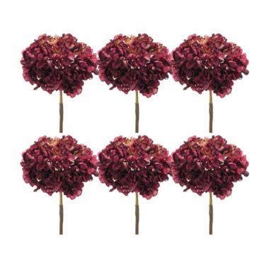 Melrose Set of 6 Red Hydrangea Spring Floral Artificial Stems 22.75". View a larger version of this product image.