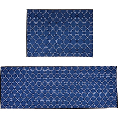 Okuna Outpost Anti Slip Mats for Kitchen Floor, 2 Sizes, Blue and White (2 Pieces). View a larger version of this product image.