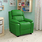 Alternate image 0 for Flash Furniture Charlie Deluxe Padded Contemporary Green Vinyl Kids Recliner with Storage Arms