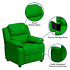 Alternate image 2 for Flash Furniture Deluxe Padded Contemporary Green Vinyl Kids Recliner With Storage Arms - Green Vinyl