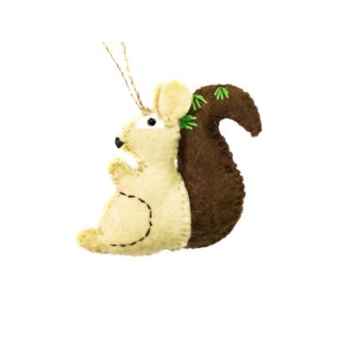 Global Crafts Squirrel Handmade Felt Ornaments, Set of 2. View a larger version of this product image.