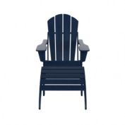 WestinTrends Classic Folding Adirondack Chair With Footrest Ottoman Set, Navy Blue