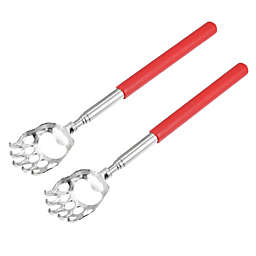 Unique Bargains 2 Pieces Extendable Bear Claw, Stainless Steel Back Scratcher for Men and Women, Red