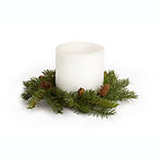 Slickblue Pine Candle Wreath (Set of 4) 13"D Plastic (fits 6" candle)