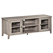 HOMCOM Modern TV Stand, Entertainment Center with Shelves and Cabinets for Flatscreen TVs up to 60", Grey Wash