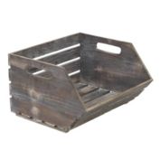 Cheungs Decorative Wood Slat Stackable Storage With Side Handles - Natural Brown