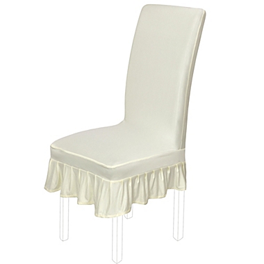 PiccoCasa Ruffle Dining Chair Covers Stretch Chair Cover, Solid/Pure Stretch Chair Cover Removable Washable Protector Dining Room, Pale Yellow, 1 Piece. View a larger version of this product image.