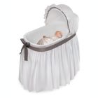 Alternate image 2 for Badger Basket Co. Wishes Oval Bassinet - Full Length Skirt - White/Gray