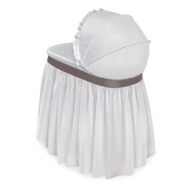 Badger Basket Co. Wishes Oval Bassinet - Full Length Skirt - White/Gray. View a larger version of this product image.