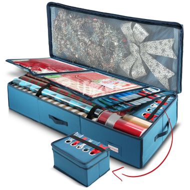 Hearth & Harbor Wrapping Paper Storage Organizer Container - Christmas Wrapping Paper Rolls Storage, Under-Bed Storage Box for Holiday Storage & Accessories - Gift Wrap Storage Organizer Box By Hearth & Harbor. View a larger version of this product image.