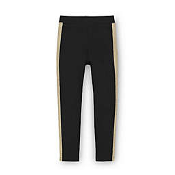 Hope & Henry Girls' Ponte Pants with Side Stripe, Black With Gold, Size  4