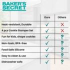 Alternate image 2 for Baker's Secret set of 3 Cookie Stamps, Decorating Stamper, Silicone, Cake and Pastry Decoration, Baking Essentials, Red