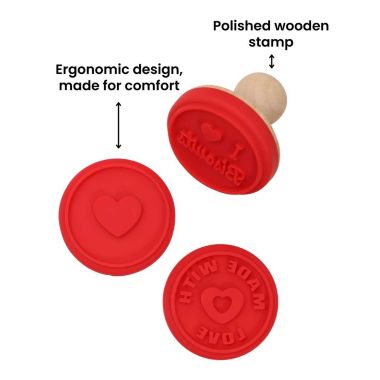 Baker's Secret set of 3 Cookie Stamps, Decorating Stamper, Silicone, Cake and Pastry Decoration, Baking Essentials, Red. View a larger version of this product image.