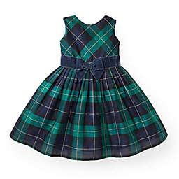 Hope & Henry Girls' Taffeta Party Dress (Green Plaid, 6-12 Months)