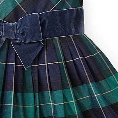 Hope & Henry Girls&#39; Taffeta Party Dress (Green Plaid, 6-12 Months). View a larger version of this product image.