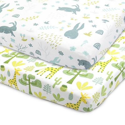 Bubo Baby Pack and Play Fitted Sheet, Portable Pack N Plays Mini Crib Sheets, 2 Pack Play Sheets, 100% Jersey Cotton Playard Sheets