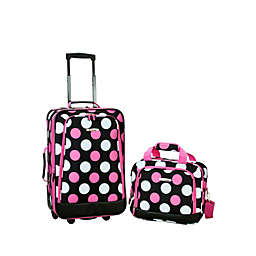 Rockland 2 Piece Multi Pink Dot Luggage Set