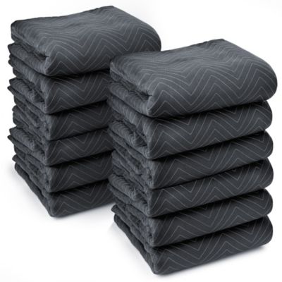 Sure-Max 12 Moving & Packing Blankets - Ultra Thick Pro - 72" x 40" - Professional Quilted Shipping Furniture Pads Black