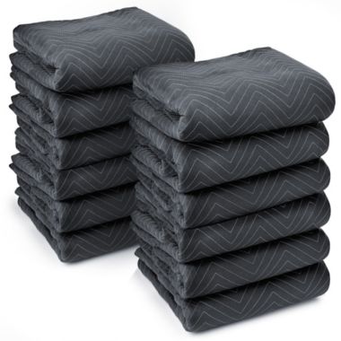 Sure-Max 12 Moving & Packing Blankets - Ultra Thick Pro - 72" x 40" - Professional Quilted Shipping Furniture Pads Black. View a larger version of this product image.