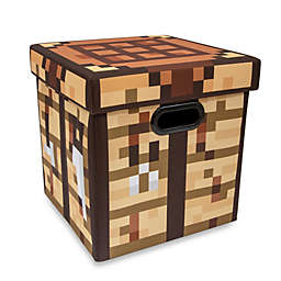 Minecraft Crafting Table 13-Inch Storage Bin Chest With Lid   Foldable Fabric Basket Container, Cube Organizer With Handles, Cubby For Shelves, Closet   Home Decor Essentials, Video Game Gifts
