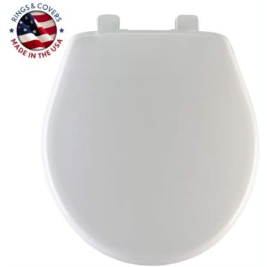 Mayfair Round Closed Front Slow Close Plastic Toilet Seat, White. View a larger version of this product image.