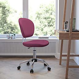 Emma + Oliver Mid-Back Pink Mesh Swivel Task Office Chair with Chrome Base