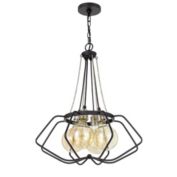 Cal Lighting 60W X 4 Ladue Metal Chandelier (Edison Bulbs Shown Are Included), Black/Chrome