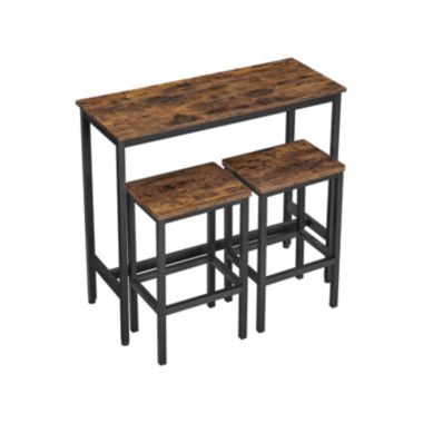 BreeBe Industrial Brown Bar Table with 2 Stools. View a larger version of this product image.