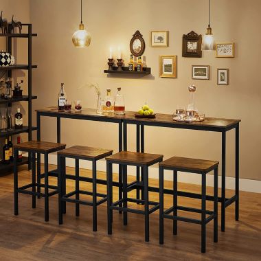 BreeBe Industrial Brown Bar Table with 2 Stools. View a larger version of this product image.