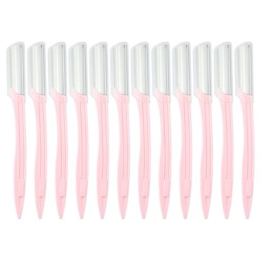 Unique Bargains 12 Pieces Sharp Eyebrow Razor for Women, Facial Razor Brow Shaper Eyebrow Trimmer Tool for Hair Remover with Cover, Pink. View a larger version of this product image.