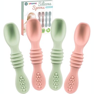 Sperric Silicone Baby Spoons for Baby Led Weaning 4-Pack, First Stage Baby Feeding Spoon Set Gum Friendly BPA Lead Phthalate and Plastic Free, Great Gift Set. View a larger version of this product image.