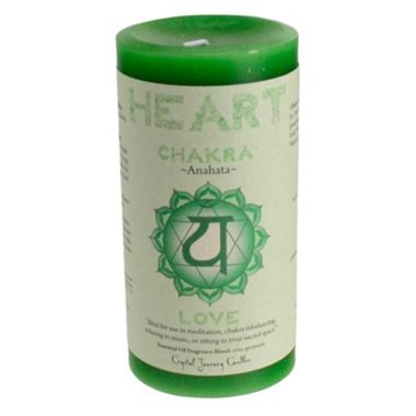 Azuregreen Heart Chakra Pillar Candle 3" X 6". View a larger version of this product image.