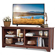 Costway 58 Inch Entertainment Media Center Wood Storage TV Stand