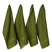 Contemporary Home Living Set of 4 Solid Antique Green Waffle Terry Dish Towel, 26"