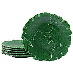 Martha Stewart 6 Piece Sculpted 9 inch Leaf Plate Set in Green