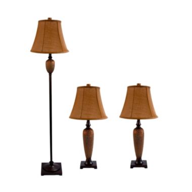 Elegant Designs Home Decorative Hammered Bronze Three Pack Lamp Set (2 Table Lamps, 1 Floor Lamp). View a larger version of this product image.