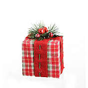 Northlight 5.75" Red and White Plaid Gift Box with Ribbon Christmas Tabletop Decor