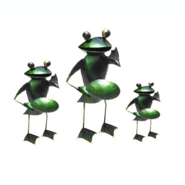 D-Art collection Handmade Unique Decorative Iron Multi-color Frog Candle Holder with Bow Tie - Set of 3 Pieces. View a larger version of this product image.