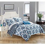 Chic Home Cedar 4 Pieces Duvet Cover Set Cotton Zipper Closure Pillow Shams - King 106" x 92" - Blue