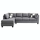 Alternate image 0 for Passion Furniture Malone 111" Gray Suede 4-Seater Sectional Sofa with 2-Throw Pillow