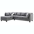 Alternate image 1 for Passion Furniture Malone 111" Gray Suede 4-Seater Sectional Sofa with 2-Throw Pillow