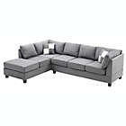Alternate image 2 for Passion Furniture Malone 111" Gray Suede 4-Seater Sectional Sofa with 2-Throw Pillow