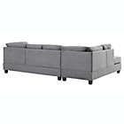 Alternate image 3 for Passion Furniture Malone 111" Gray Suede 4-Seater Sectional Sofa with 2-Throw Pillow